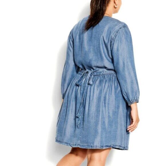 City Chic Women's Plus Size Pared Back Denim Dress  NEW - Picture 8 of 10